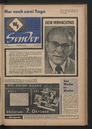 Betriebszeitung 'WF-Sender', Nr.38/1964 (24. September 1964)