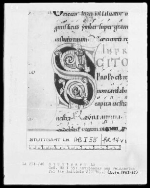 Monastisches Antiphonale — Initiale S, Folio 14verso