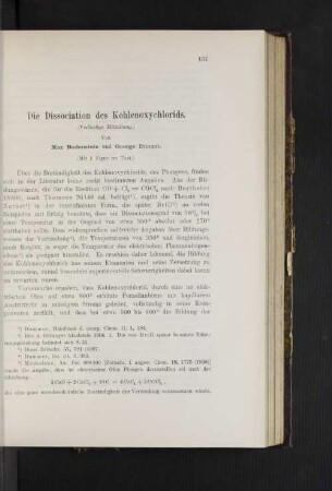 Die Dissociation des Kohlenoxychlorids.