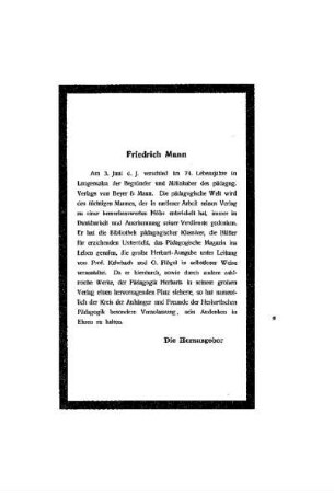 Nachruf : Friedrich Mann