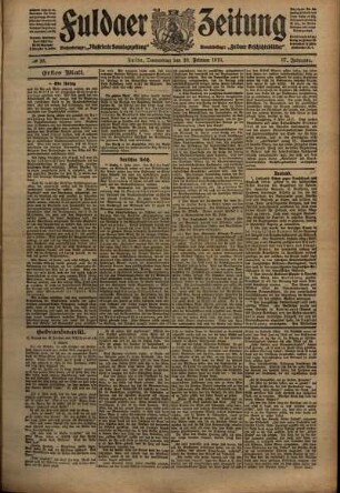Erste Ausgabe vom Donnerstag, den 10. Februar 1910.