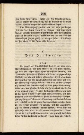 V. Das Hauswesen.