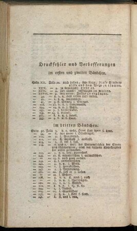 Druckfehler und Verbesserungen im ersten und zweiten Bändchen.
