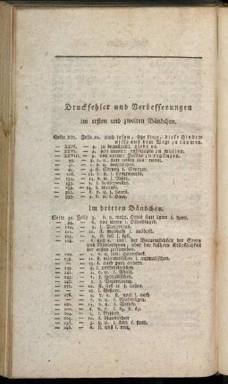 Druckfehler und Verbesserungen im ersten und zweiten Bändchen.