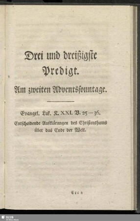 Drei und dreißigste Predigt. Am zweiten Adventssonntage