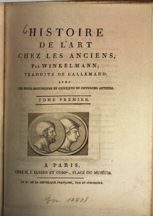 Histoire De L'Art Chez Les Anciens, 1