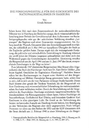 Die Forschungsstelle für die Geschichte des Nationalsozialismus in Hamburg