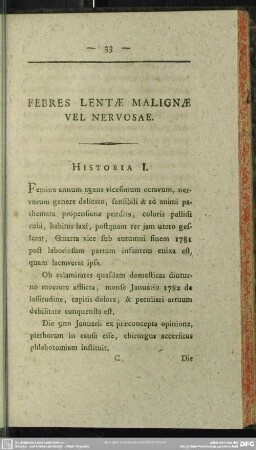 Febres Lentae Malignae Vel Nervosae