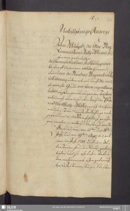 [Bericht von Jonas August Oelschlägel zur Wasserhaltung im Bränder Revier (Sonnenwirbel betreffend)]