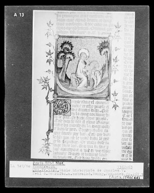 Bible historiale de Charles V., Folio 267 verso, Der Evangelist Johannes schreibt
