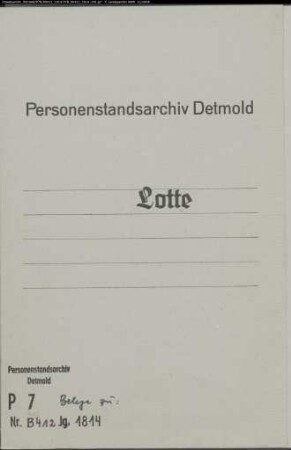Belegakte zum Heiratsregister 1814 der Mairie Lotte