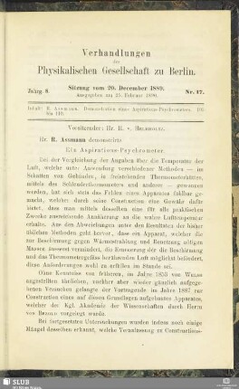 Nr. 17. Sitzung vom 20. December 1889