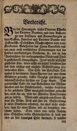 Johann Gottlob Wilhelm Dunkels, Predigers des göttlichen Wortes im Hoch-Fürstl. Anhalt-Cöthnischen Amte Wulfen, zu Wulfen und Drosa, Historisch-Critische Nachrichten von verstorbenen Gelehrten und deren Schriften : Insonderheit aber Denenienigen, welche in der allerneuesten Ausgabe des Jöcherischen Allgemeinen Gelehrten-Lexicons entweder gänzlich mit Stillschweigen übergangen oder doch mangelhaft und unrichtig angeführet werden, [4]. Anhang von Zusätzen und Anmerkungen Zu dem Ersten, Zweiten und Dritten Bande der Historisch-Critischen Nachrichten von verstorbenen Gelehrten und deren Schriften