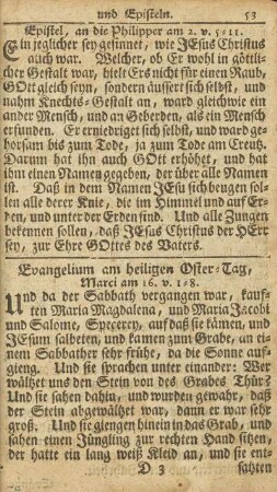 Evangelium am heiligen Oster-Tag, Marci am 16. v. 1-8.