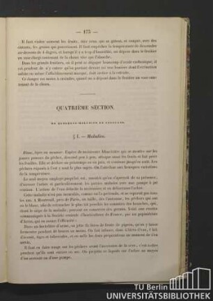 Quatrième Section. De quelques maladies et insectes.