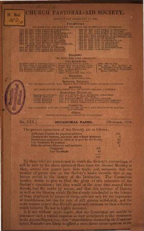 Occasional paper. 1850, Nr. 30 = Okt.
