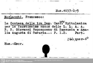 Morlacchi, Francesco, Contesa delle tre Dee