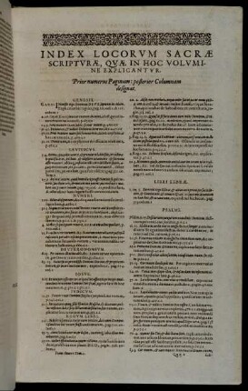 Index Locorum Sacræ Scripturæ, Quæ In Hoc Volumine Explicantur.