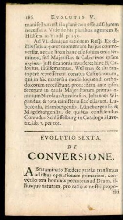 Evolutio Sexta. De Conversione.