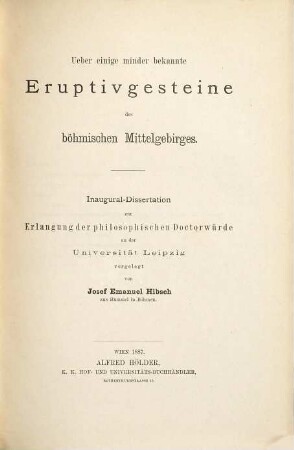 Ueber einige minder bekannte Eruptivgesteine des böhmischen Mittelgebirges ...