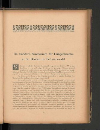 Dr. Sander's Sanatorium für Lungenkranke in St. Blasien im Schwarzwald.