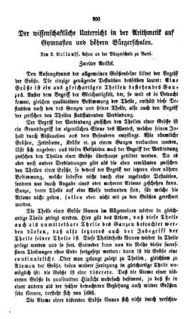 Der wissenschaftliche Unterricht in der Arithetik auf Gymnasien und höhern Bürgerschulen : zweiter Artikel