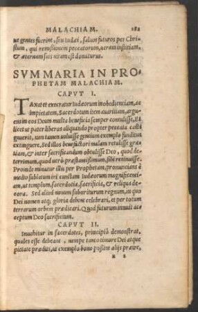 Summaria In Prophetam Malachiam.