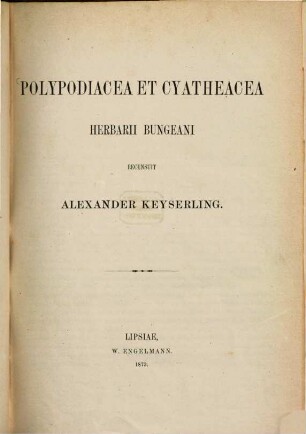 Polypodiacea et Cyatheacea herbarii Bungeani