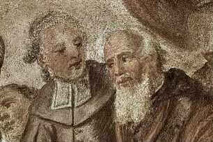 Der heilige Ulrich empfängt vom Bischof Burchard von Basel den Tauschbrief über Sankt Ulrich (Wilmarszell)