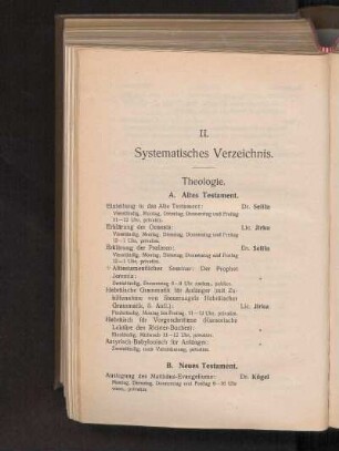 II. Systematisches Verzeichnis.