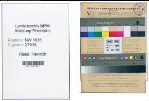 Entnazifizierung Heinrich Riese , geb. 07.10.1894 (Ingenieur)