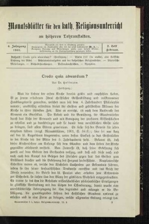 Credo quia absurdum? : (Fortsetzung)