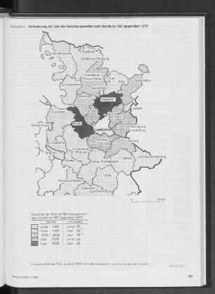 Veränderung der Zahl der Berufspendler nach Hamburg 1987 gegenüber 1970