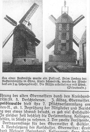 (?)-Öhna. Umbau Bockmühle zur Paltrockmühle, aus: Die Mühle vom 22. Juli 1938