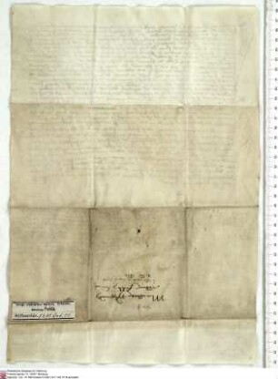 Johann Widmann, Kleriker der Diözese Würzburg, Notar kaiserlicher Autorität, fertigt eigenhändig ein Notariatsinstrument über die Abberufung der P...