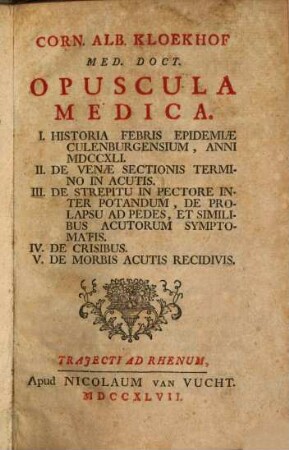 Opuscula medica