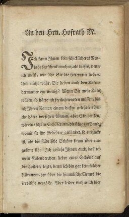 An den Hrn. Hofrath M.
