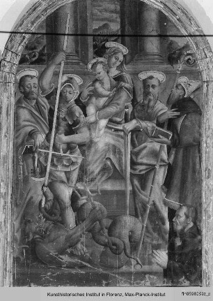 Triptychon mit Madonna, Heiligen und Verkündigung