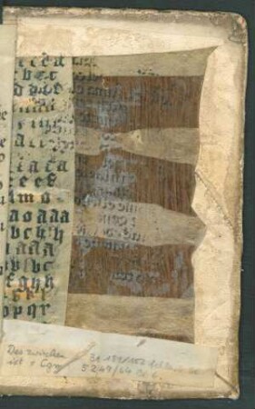 spätmal. Fragment, Abklatsch und moderne Notiz über Verbleib eines fehlenden Blattes