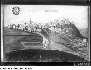 Ansicht von Frauenstein : Ansicht von Frauenstein. wohl Stich, koloriert (1701/1750)