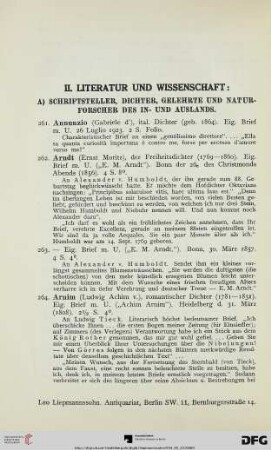 A) Schriftsteller, Dichter, Gelehrte und Naturforscher des In- und Auslands (Nr. 261-397)