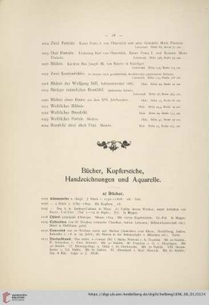 Bücher, Kupferstiche, Handzeichnungen und Aquarelle