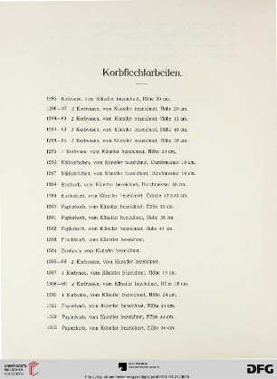 Korbflechtarbeiten (Nr. 1285-1321)