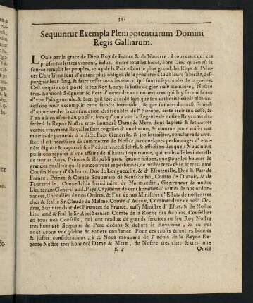 35-38, Sequuntur Exempla Plenipotentiarum Domini Regis Galliarum