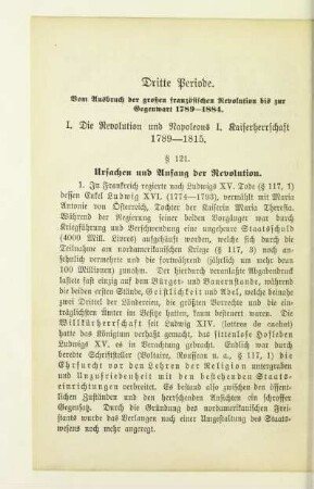 Dritte Periode. Vom Ausbruch der großen französischen Revolution bis zur Gegenwart 1789-1884