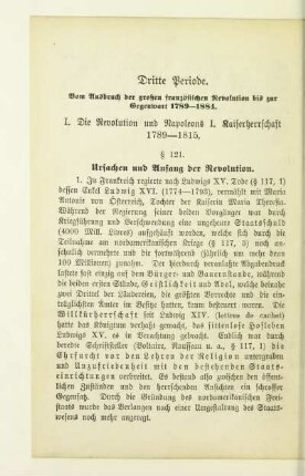 Dritte Periode. Vom Ausbruch der großen französischen Revolution bis zur Gegenwart 1789-1884