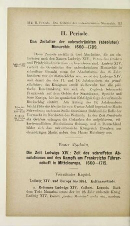 II. Periode. Das Zeitalter der unbeschränkten (absoluten) Monarchie. 1660-1789