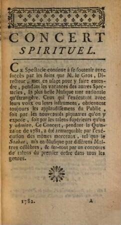 Les spectacles de Paris, ou calendrier historique & chronologique des théâtres, 31. 1782