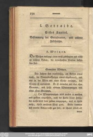 Erstes Kapitel. Bestimmung der Getraidearten, und anderer Feldfrüchte.