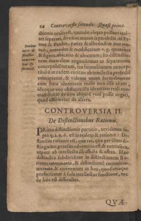 Controversia II. De Distinctionibus Rationis.